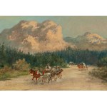 Tadeusz Rybkowski (1848 Kielce - 1926 Lviv), Highlander sled against the background of Murania, 1909 (?)