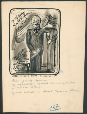 Ilustrácia k článku Czterowiersze aut. Jana Huszcza o Kalikście Łasiczce kresba Ignacy Witz proj. il to Nowiny Literackie R. 2, č. 47 21. novembra 1948 [atramentový papier / 1948].