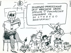 Because the kindergarten is finally our [...] drawing by Marek Andrzej Atkonis [ink paper / ca 1989].