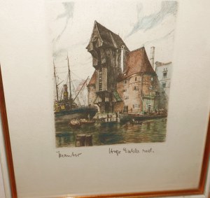 Krantor [Crane in Danzig] Hugo Eichler Graphic Etching [Germany / ca 1920].