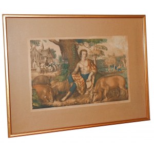Der verlorene Sohn hütet die Schweine [Syn marnotrawny pasie świnie] Grafika Litografia [Niemcy / XIX wiek]