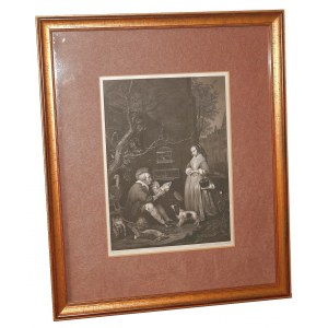 [Ptasznik i dziewczyna] Carl Mayer Grafika Staloryt [Niemcy / XIX w.]