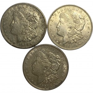 United States 1921 Morgan Dollar Lot Of All Different Mints (3 Pieces)