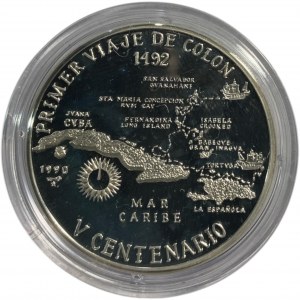 Cuba 1990 10 Pesos Silver Proof First Voyage of Columbus