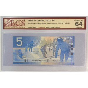 Bank of Canada 2002 $5 Banknote