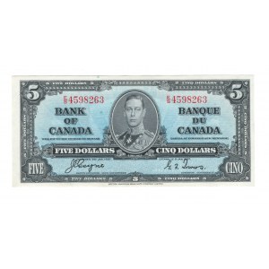 Bank of Canada 1937 $5 Banknote