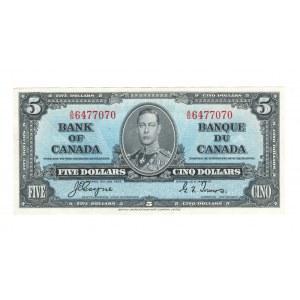 Bank of Canada 1937 $5 Banknote