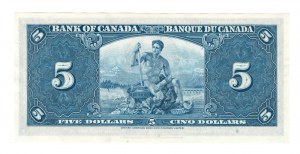Bank of Canada 1937 $5 Banknote