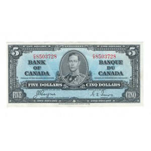 Bank of Canada 1937 $5 Banknote