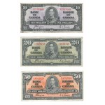 Bank of Canada 1937 od 1 do 100 dolarów - partia banknotów (7 sztuk)