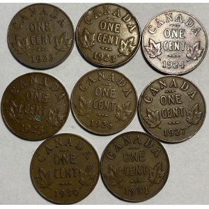 Canada 1922 - 1931 1 Cent Lot - Key Dates (8 Pieces)