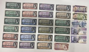 Bank of Canada $1 - $100 Banknote Lot (29 Pieces)