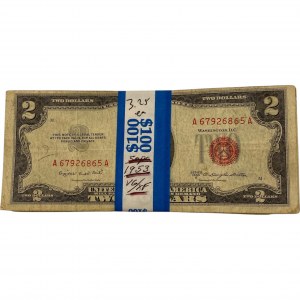 United States 1953 $2 Red Seal Bundle of 50 Banknotes