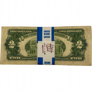 United States 1953 $2 Red Seal Bundle of 50 Banknotes