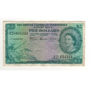 British Caribbean Territories 1953 $5 Banknote