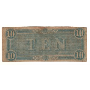 United States 1864 $10 The Confederate States of America Banknote