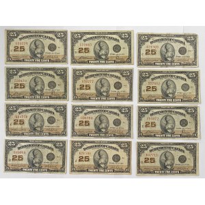 Dominion of Canada 1923 25 Cent Shinplaster Banknote Lot (12 Pieces)