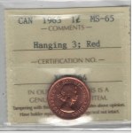 Canada 1963 Small Cent Hanging 3
