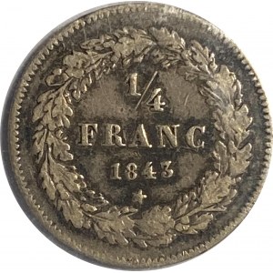 Belgium 1843 1/4 Franc