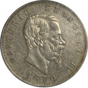 Italy 1870R 5 Lira