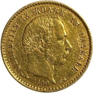 Denmark 1890 10 Kroner Gold