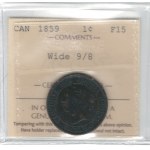 Kanada 1859 Veľký cent široký 9/8