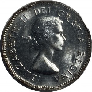 Canada 1953 5 Cents No Shoulder Fold, Far Leaf