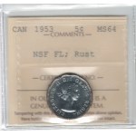 Canada 1953 5 Cents No Shoulder Fold, Far Leaf