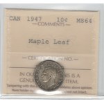 Kanada 1947 10 centov Javorový list