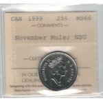Canada 1999 25 Cent November Mule Error