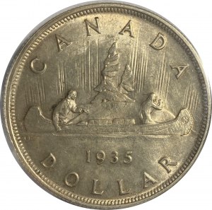 Canada 1935 Silver Dollar Double Voyageur