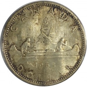 Canada 1965 Silver Dollar Small Beads Pointed 5