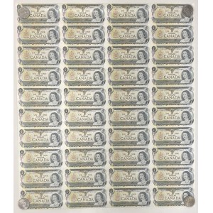 Kanada 1973 $1 unbeschnittenes Blatt 40 Banknoten