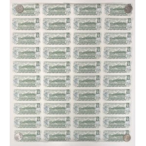 Kanada 1973 $1 unbeschnittenes Blatt 40 Banknoten