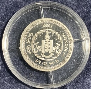 Mongolia 2000 Year of the Dragon 3000 Togrog Platinum