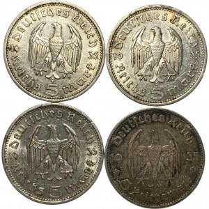 Germany 1935 5 Mark Silver Bulk Lot (4 Pieces)