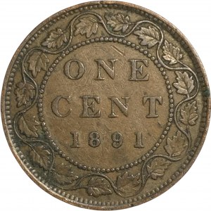 Canada 1891 1 Cent Small Date Small Leaves Obv. 3