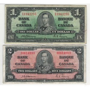 Bank of Canada 1937 $1 & $2 Banknotes Osborne