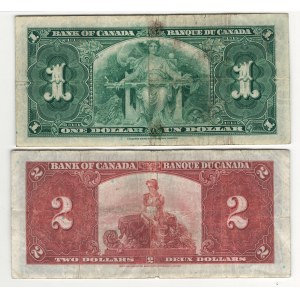 Bank of Canada 1937 $1 & $2 Banknotes Osborne