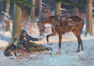 Jerzy KOSSAK (1886-1955), Ranny żołnierz, 1938