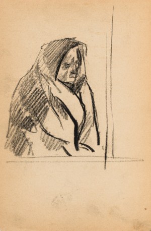 Kazimierz PODSADECKI (1904-1970), Studium popiersia wiejskiej kobiety w chuście, wrzesień 1937
