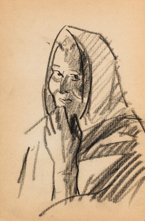 Kazimierz PODSADECKI (1904-1970), Studium popiersia wiejskiej kobiety w chuście, wrzesień 1937