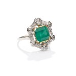 Ring with emerald and diamonds, 1960s.