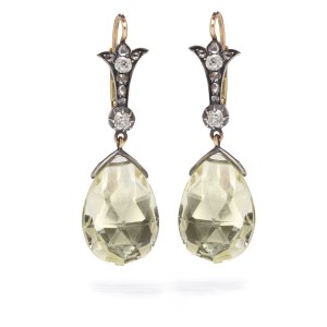 Earrings with citrines and diamonds, 1st half of 20th century.