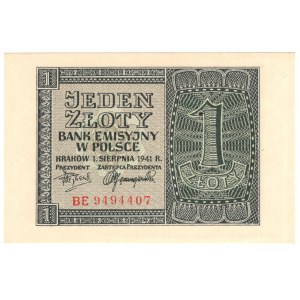 Governo generale, 1 zloty 1941 - Serie BE
