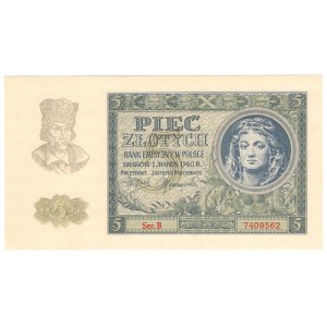 Generalne Gubernatorstwo, 5 złotych 1940, seria B