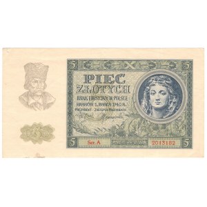 Generalne Gubernatorstwo, 5 złotych 1940, seria A