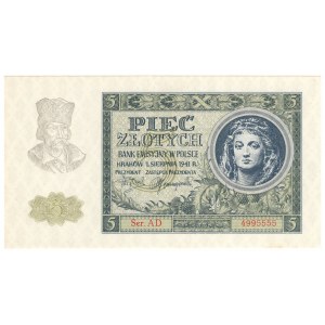 General Government, 5 gold 1941, AD series