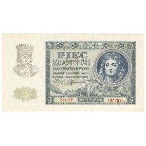 Generalne Gubernatorstwo, 5 złotych 1941, seria AF