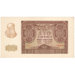Generalne Gubernatorstwo, 100 złotych 1940, seria D